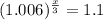 (1.006)^\frac{x}{3} =1.1