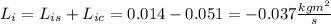 L_i=L_{is} +L_{ic}=0.014-0.051=-0.037\frac{kgm^2}{s}