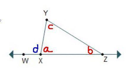 Which statement regarding the diagram is true?  a) m∠wxy = m∠yxz b) m∠wxy <  m∠yzx c) m∠wxy + m∠y