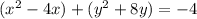 (x^2 - 4x) + (y^2 + 8y) = -4