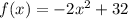 f(x)=-2x^{2} +32