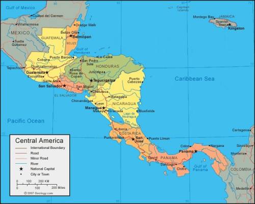 Chance to get brainliest which of these correctly labels the region of central america?  a) 1 b) 2 c