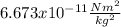 6.673x10^{-11}\frac{Nm^2}{kg^2}