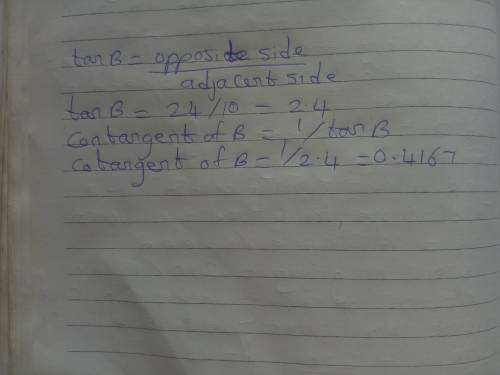 Find the cotangent of both angle a and angle b.  you!