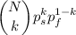 \displaystyle\binom{N}{k}p_s^kp_f^{1-k}