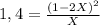 1,4 = \frac{(1-2X)^2}{X}