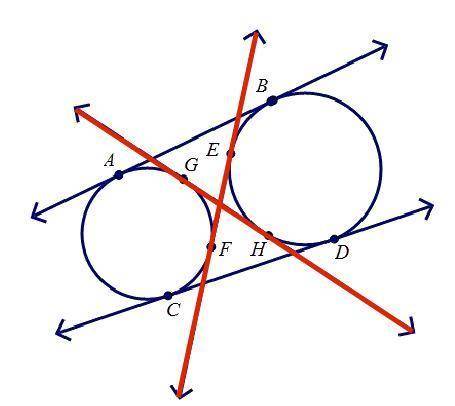 Identify two common internal tangents.  a. ef and dc b. ab and gh c. bc and cd d. ef and gh
