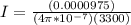 I = \frac{(0.0000975)}{(4\pi*10^{-7})(3300)}