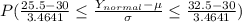 P(\frac{25.5-30}{3.4641}\leq\frac{Y_{normal}-\mu}{\sigma}\leq\frac{32.5-30}{3.4641})