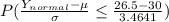 P(\frac{Y_{normal}- \mu}{\sigma}\leq\frac{26.5-30}{3.4641})