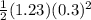 \frac{1}{2}(1.23)(0.3)^2