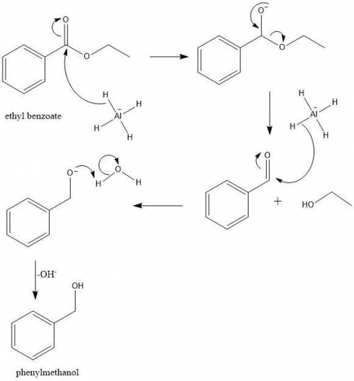 Draw the structural formula of the principal organic product formed when ethyl benzoate is treated w