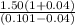 \frac{1.50 (1 + 0.04)}{(0.101 - 0.04)}