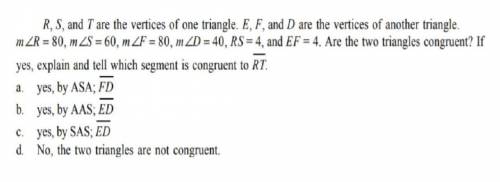 Rs and t are the vertices of one triangle e f and d are the vertices of another triangle m