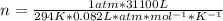 n=\frac{1atm*31100L}{294K*0.082 L*atm*mol^{-1}*K^{-1}}