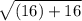 \sqrt{(16) + 16}
