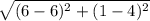 \sqrt{(6 - 6)^2 + (1-4)^2}
