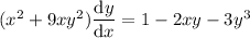 (x^2+9xy^2)\dfrac{\mathrm dy}{\mathrm dx}=1-2xy-3y^3