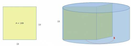 Asquare with an area of 169 cm^2 is rotated to form a cylinder. what is the height of the cylinder?