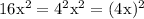 \rm 16x^2=4^2x^2=(4x)^2