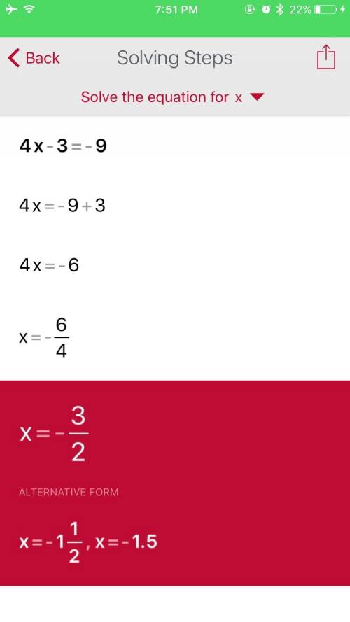 What is 4b - 3= -9?  plz  very simple guys