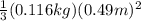 \frac{1}{3}(0.116 kg)(0.49 m)^2