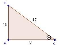 Find the cosine ratio of angle θ. hint: use the slash symbol ( / ) to represent the fraction bar an