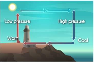 What is shown in the diagram below? a. sun breeze b. sea breeze c. land breeze d. water breeze