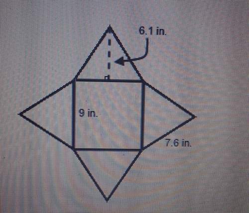 *** asapthe net below can be folded to form a square pyramid. what is the surface are of the pyram
