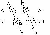 Which angles are corresponding angles? a. ∠7 and ∠3 b. ∠8 and ∠3 c. ∠3 and ∠11 d. none of this