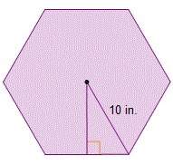 Aregular hexagon is shown. what is the length of the apothem, rounded to the nearest inch? recall t