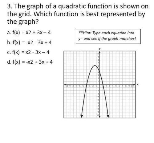 (23pts) the graph of a quadratic function is shown on the grid. which function is best represented b