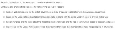 What was one of churchill's purposes for writing "the sinews of peace"? to reject and dismiss calls