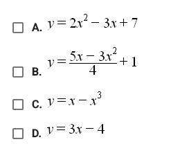 Which of the following are quadratic functions?