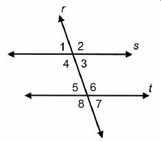 Parallel lines s and t are cut by a transversal r. which angles are corresponding angles?