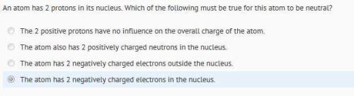 An atom has 2 protons in its nucleus. which of the following must be true for this atom to be neutra