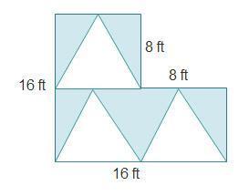 Acomposite figure has three congruent triangles removed from it. what is the area of the shaded regi