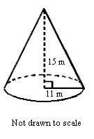 Find the slant height of the cone to the nearest meter. a. 22 m b. 19 m c. 17 m d. 18 m