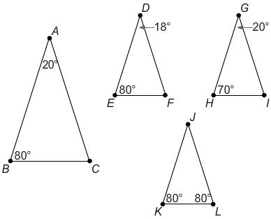 Which triangle is △abc similar to and why? △abc is similar to △def by  aa similarity postulate