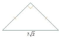 The hypotenuse of a 45°-45°-90° triangle measures units. what is the length of one leg of the trian