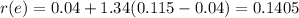 r(e)=0.04+1.34(0.115-0.04)=0.1405