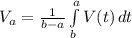 V_a=\frac{1}{b-a}\int\limits^a_b {V(t)} \, dt