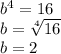 b^{4} = 16\\b=\sqrt[4]{16} \\b=2