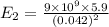 E_{2} = \frac{9 \times 10^{9} \times 5.9}{(0.042)^{2}}