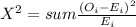 X^2=sum \frac{(O_i-E_i)^2}{E_i}