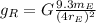 g_{R}=G\frac{9.3 m_{E}}{(4r_{E})^{2}}