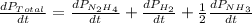 \frac{dP_{Total}}{dt}=\frac{dP_{N_2H_4}}{dt}+\frac{dP_{H_2}}{dt}+\frac{1}{2}\frac{dP_{NH_3}}{dt}