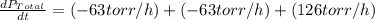 \frac{dP_{Total}}{dt}=(-63torr/h)+(-63torr/h)+(126torr/h)