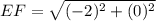 EF=\sqrt{(-2)^{2}+(0)^{2}}