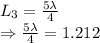 L_3=\frac{5\lambda}{4}\\\Rightarrow \frac{5\lambda}{4}=1.212